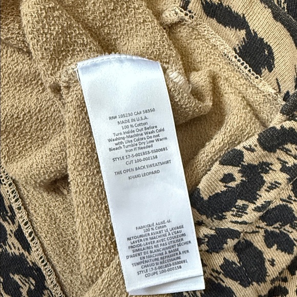 Current Elliott - Leopard Print Split Back Long Sleeve Sweatshirt - Size 1 - Picture 11 of 11